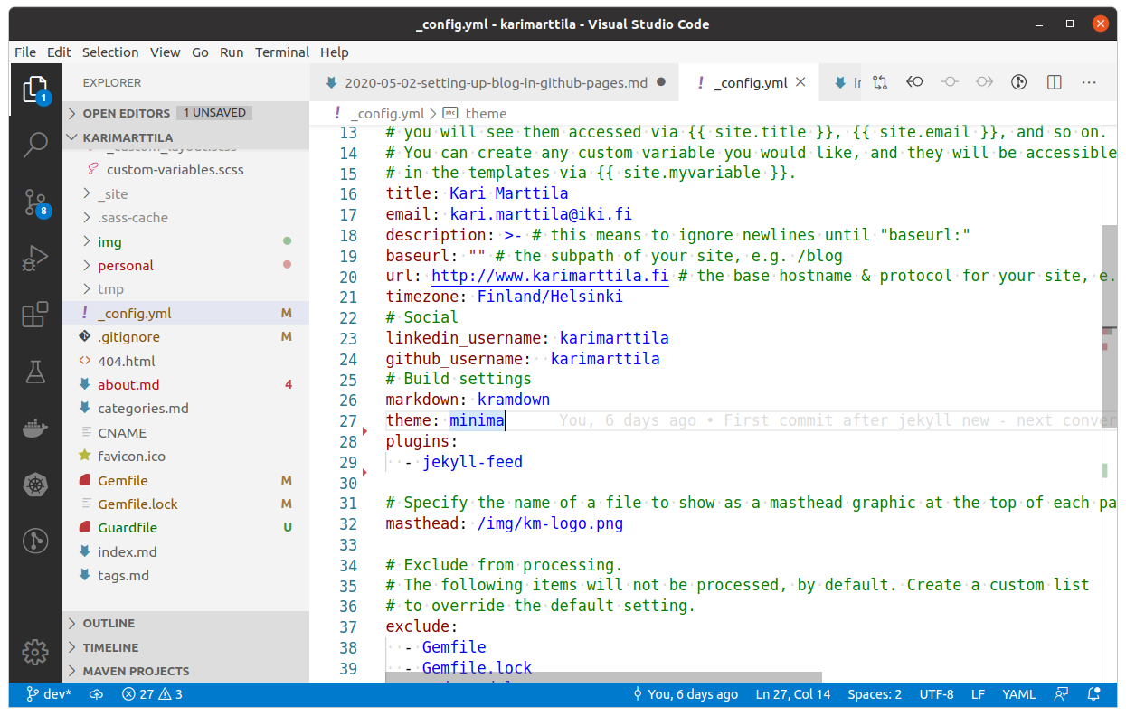 Jekyll configuration