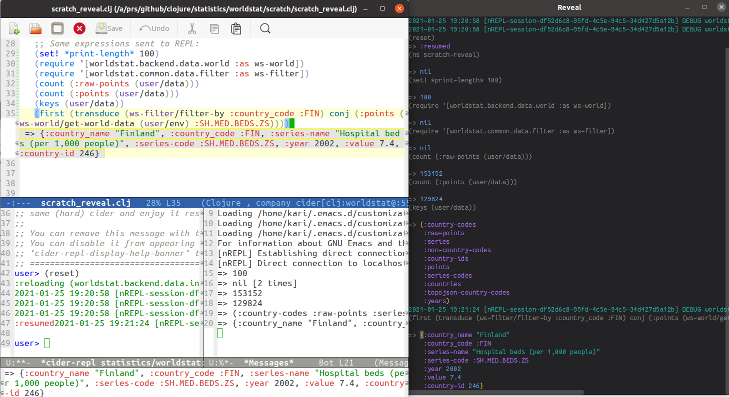 Emacs REPL output window