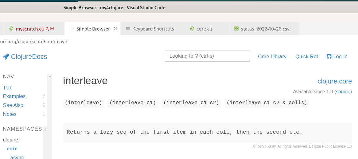 Show documentation - show browser