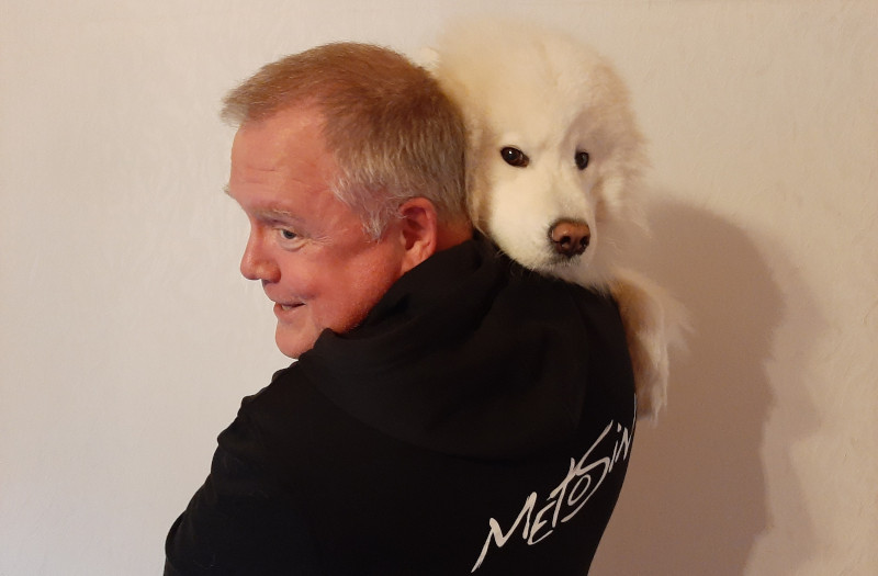 Kari and his best friend Miska the Samoyed